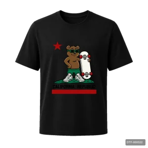 Маица со мечка и скејтборд - Black