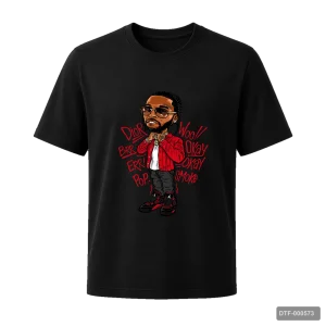 Маица со карикатура и текст - Black
