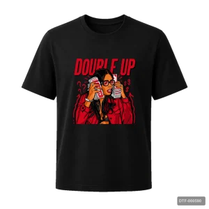 Маичка Double Up со жена и карти - Black