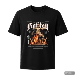 Маица Fighter со статуа и оган