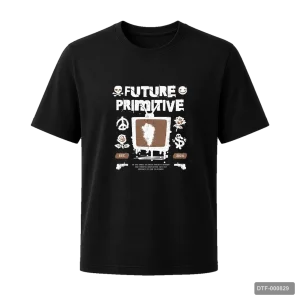 Маица со ретро ТВ и натпис Future Primitive